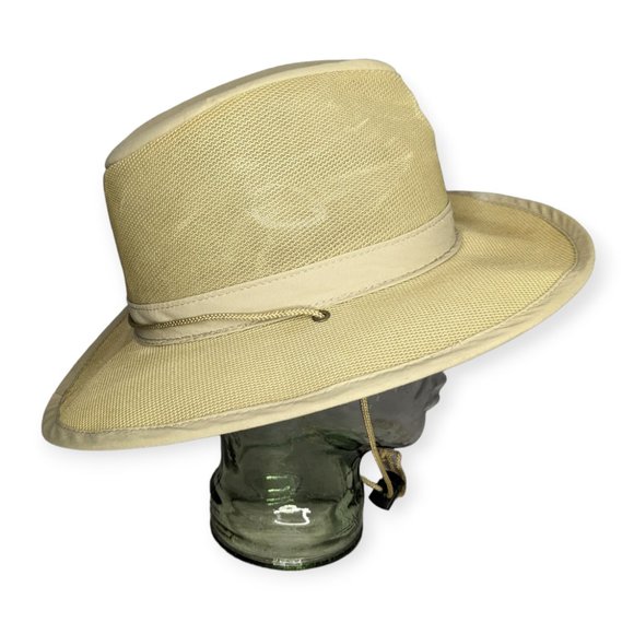 Men's Tan Netted Hat with Drawstring - Picture 4 of 10